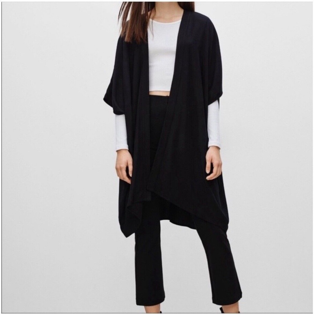 Aritzia Talula Babaton Silk Linen 3/4 Sleeve Waterfall Cardigan Sz L
